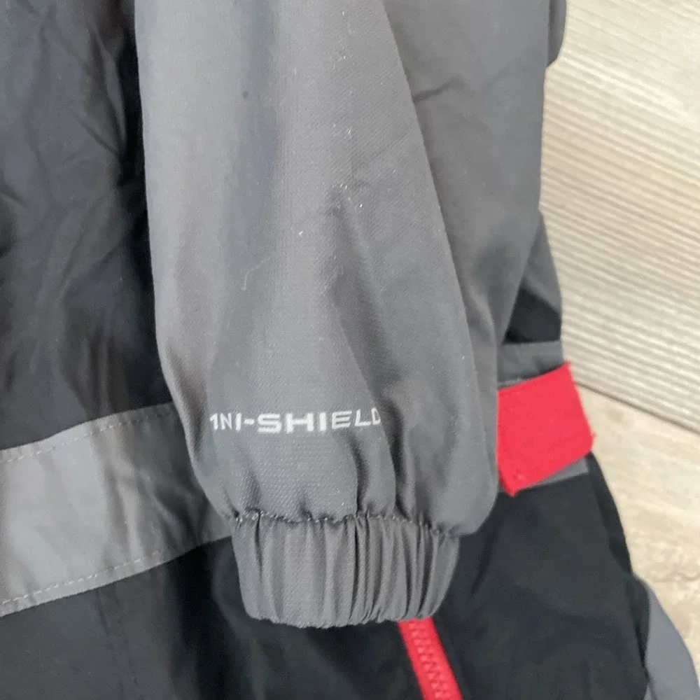 Columbia Unisex Black Gray Red Fleece Line Hooded Snowsuit Size 18‎ Months